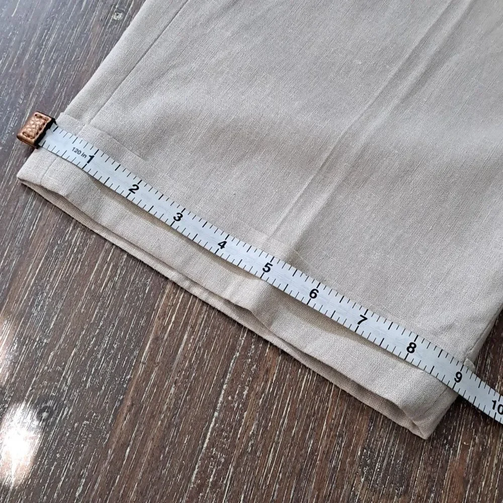 Britches by Samtex Men's Linen Blend Cream Pants 34x32 Front Pleats Cuffed Hem